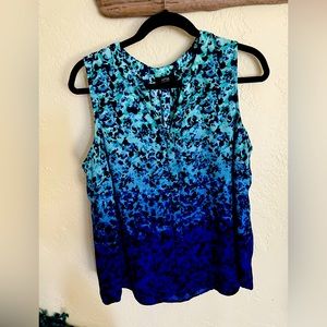 Large Sleeveless Blue Green Floral Top